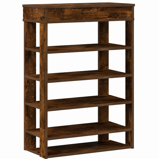 Zapatero estrecho de madera roble 60x30x98 cm para entrada