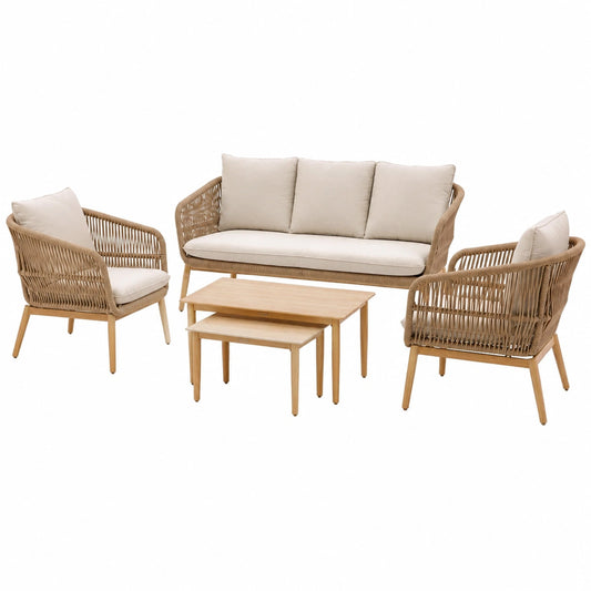 Juego de Muebles de Jardín para 5 Personas Orissa Color Topo