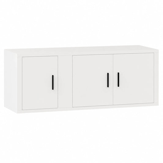 Conjunto de Mueble TV Blanco Vintage 80x35x40 cm de Madera para Salón y Dormitorio