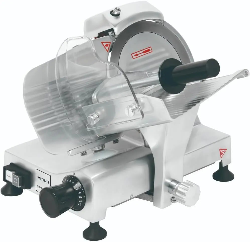 METRO Professional Cortafiambres GFS3019, Cuchilla 19, 5 cm, Grosor 0-12 mm, 120 W, Aluminio Anodizado, Plata