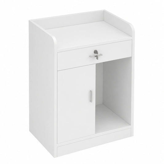 Mostrador de Recepción de Madera Blanca para Tiendas y Hoteles