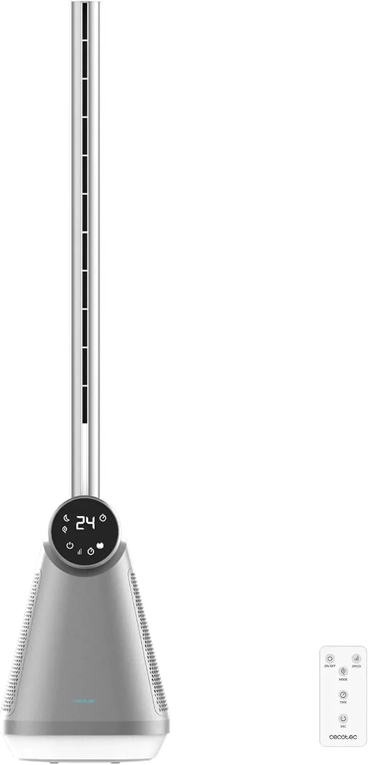 Cecotec Ventilador de torre EnergySilence 9890 Skyline Bladeless Sin Aspas de 39', 50W, Pantalla LED táctil, Mando a distancia, 3 Velocidades