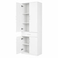 Armario de Oficina Blanco con Puertas, 1 Cajón y Estantes Ajustables, 60x34x180 cm