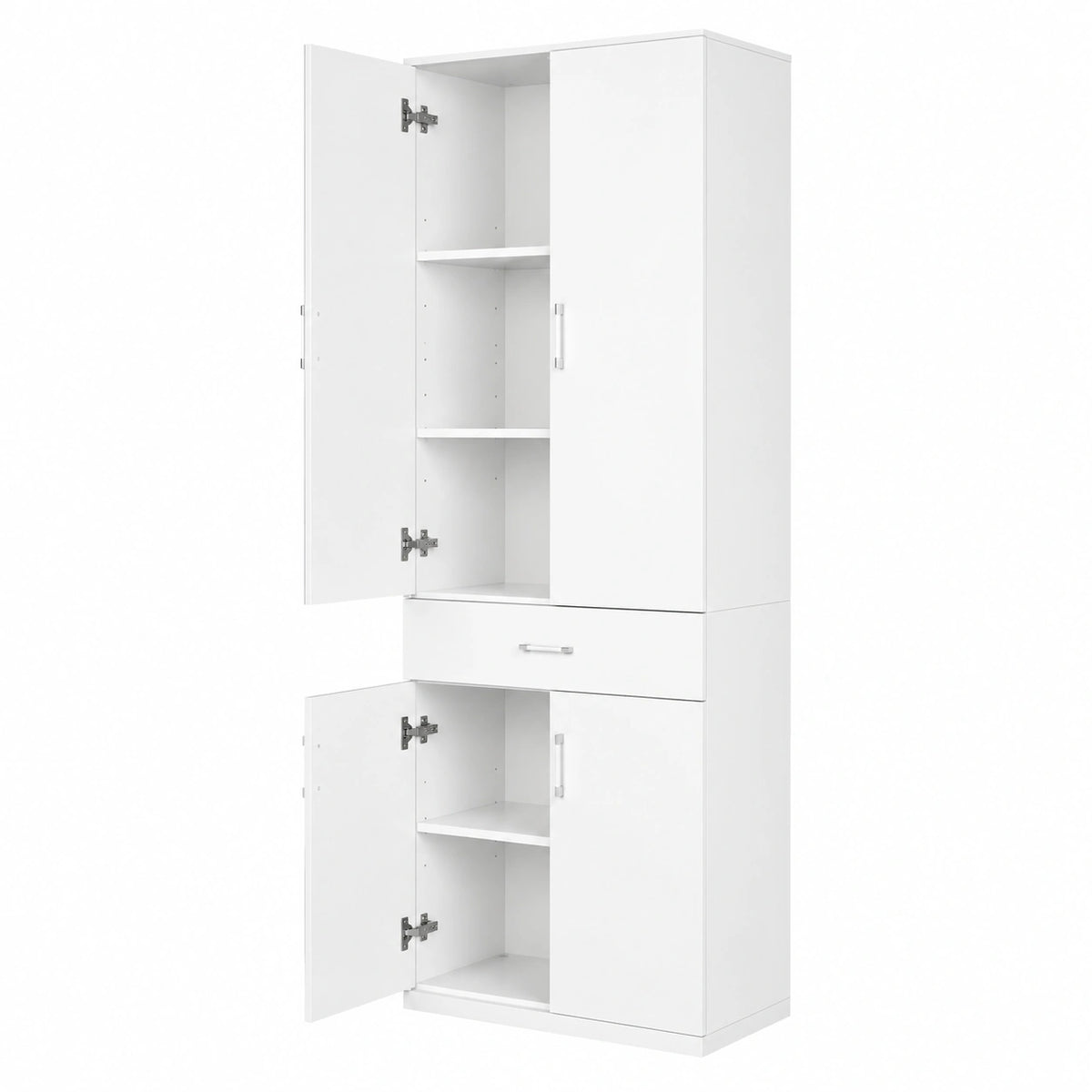 Armario de Oficina Blanco con Puertas, 1 Cajón y Estantes Ajustables, 60x34x180 cm