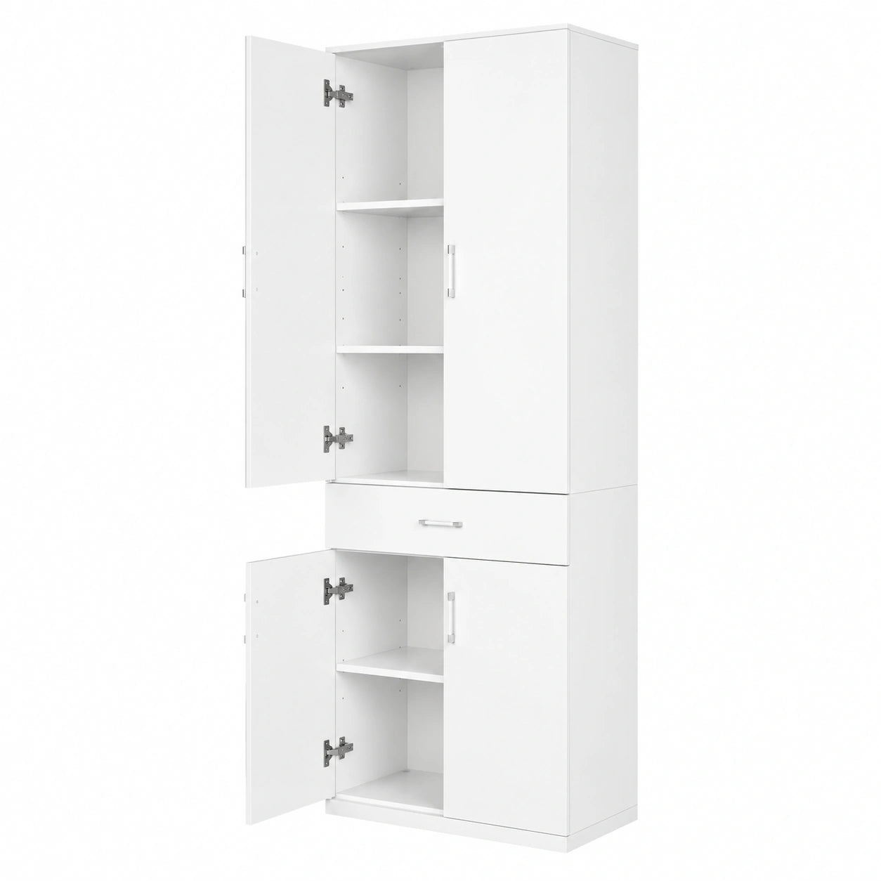 Armario de Oficina Blanco con Puertas, 1 Cajón y Estantes Ajustables, 60x34x180 cm