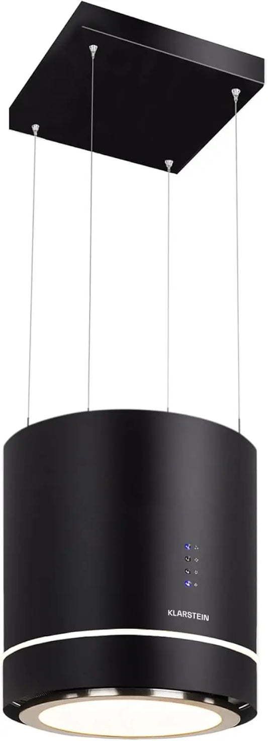 Klarstein Tron Ambience Campana de Isla, Campana Extractora Suspendida, Cocina Isla Arana, 521 m3/h, Recirculacion con Filtro de Carbon Activo, LED