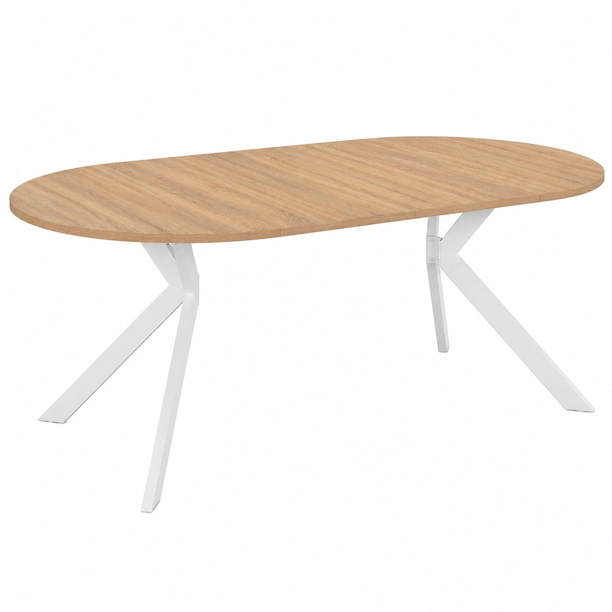 Mesa de Comedor Extensible Redonda para 4-10 Personas, Diseño Pata de Araña, Madera y Blanco, 110-200 cm
