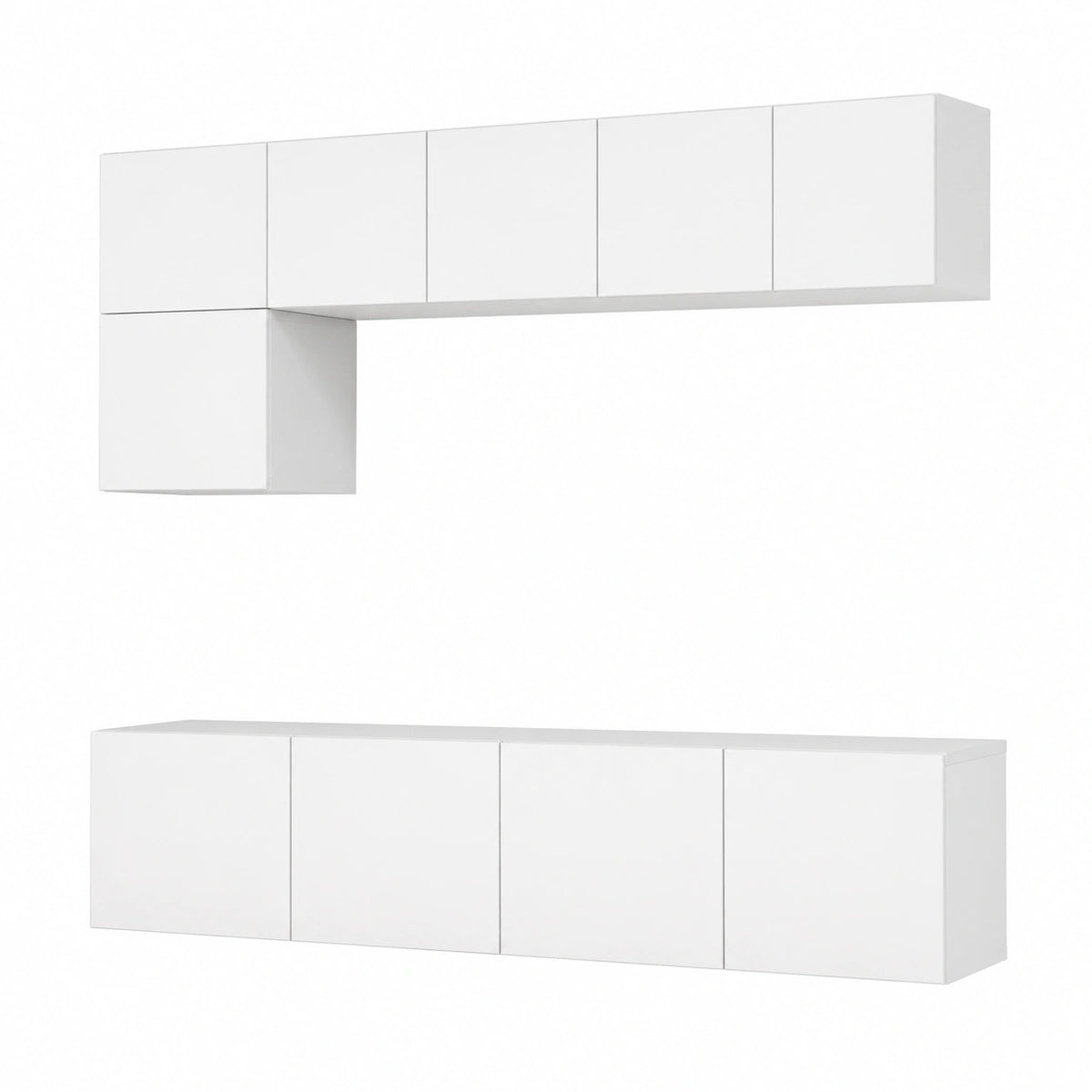Conjunto de Muebles de TV Blanco 80x30x30cm con Vitrina y Cajones