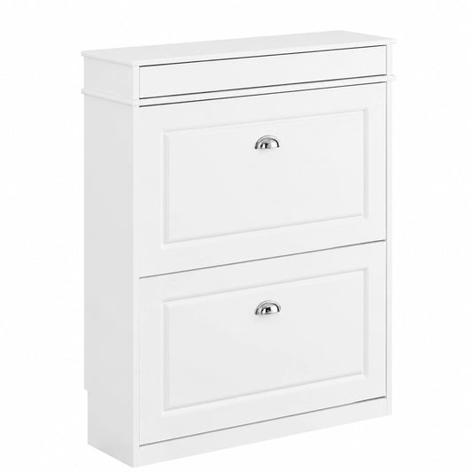 Mueble Recibidor Moderno con Cajón y Estantes Ajustables, Blanco 75x24x96 cm