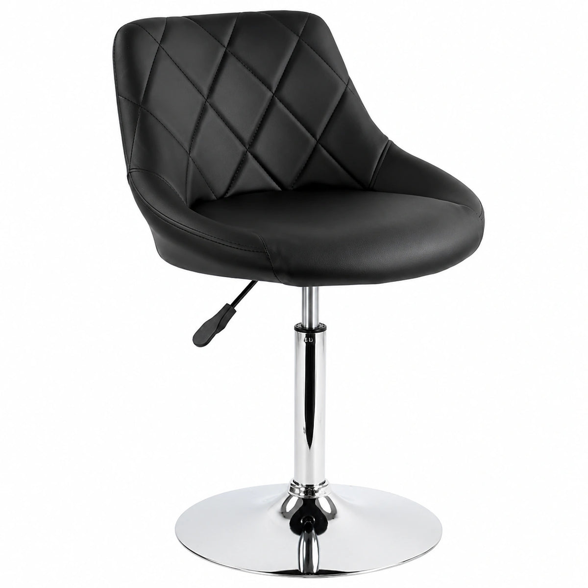 FURWOO Silla de Bar de Cuero PU Ajustable para Salón y Peluquería, Negra