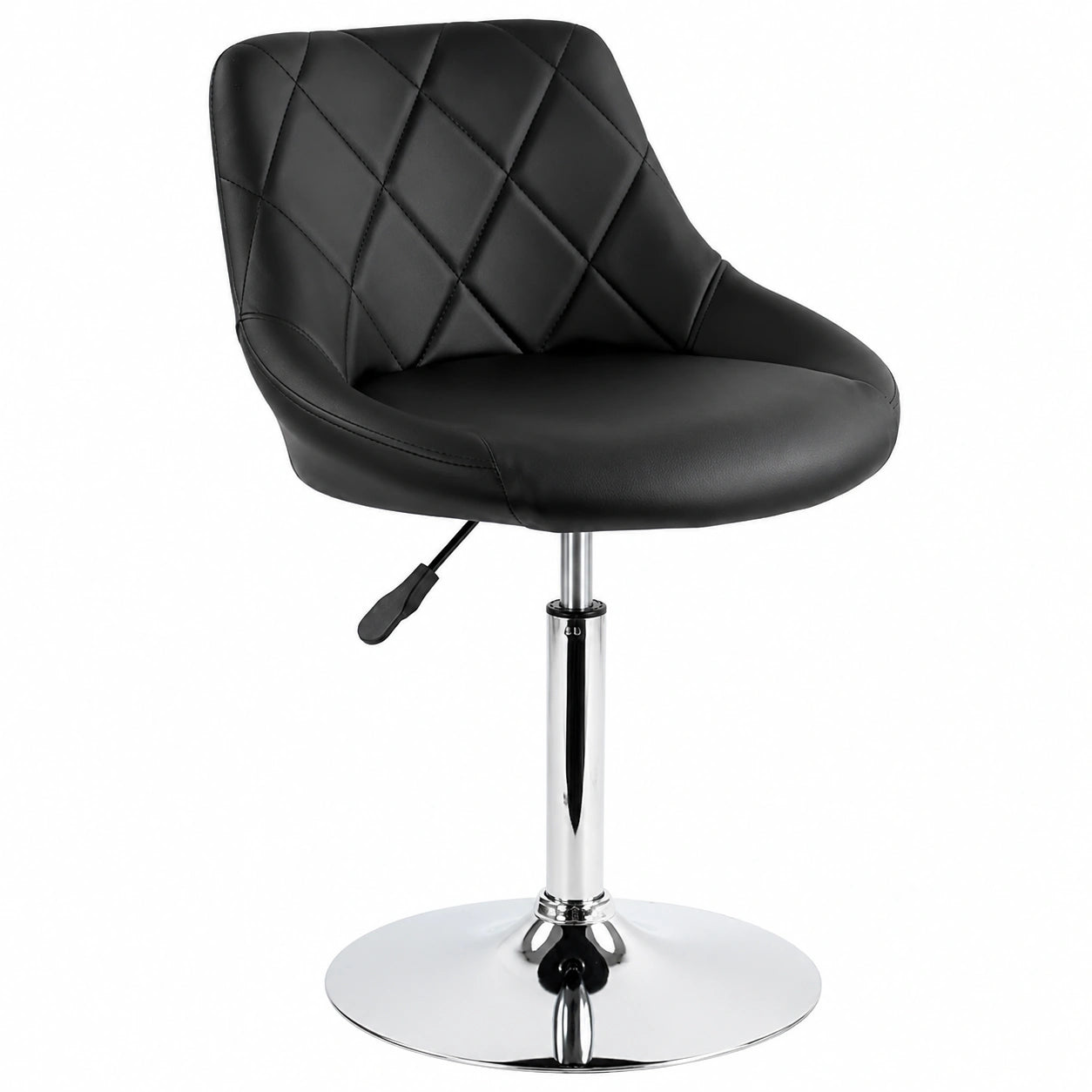 FURWOO Silla de Bar de Cuero PU Ajustable para Salón y Peluquería, Negra