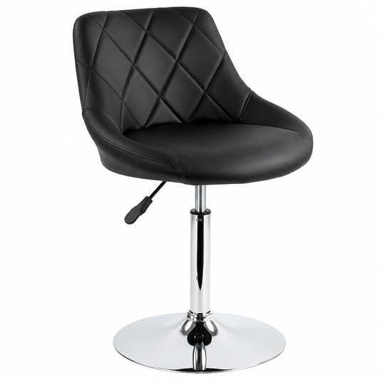 FURWOO Silla de Bar de Cuero PU Ajustable para Salón y Peluquería, Negra