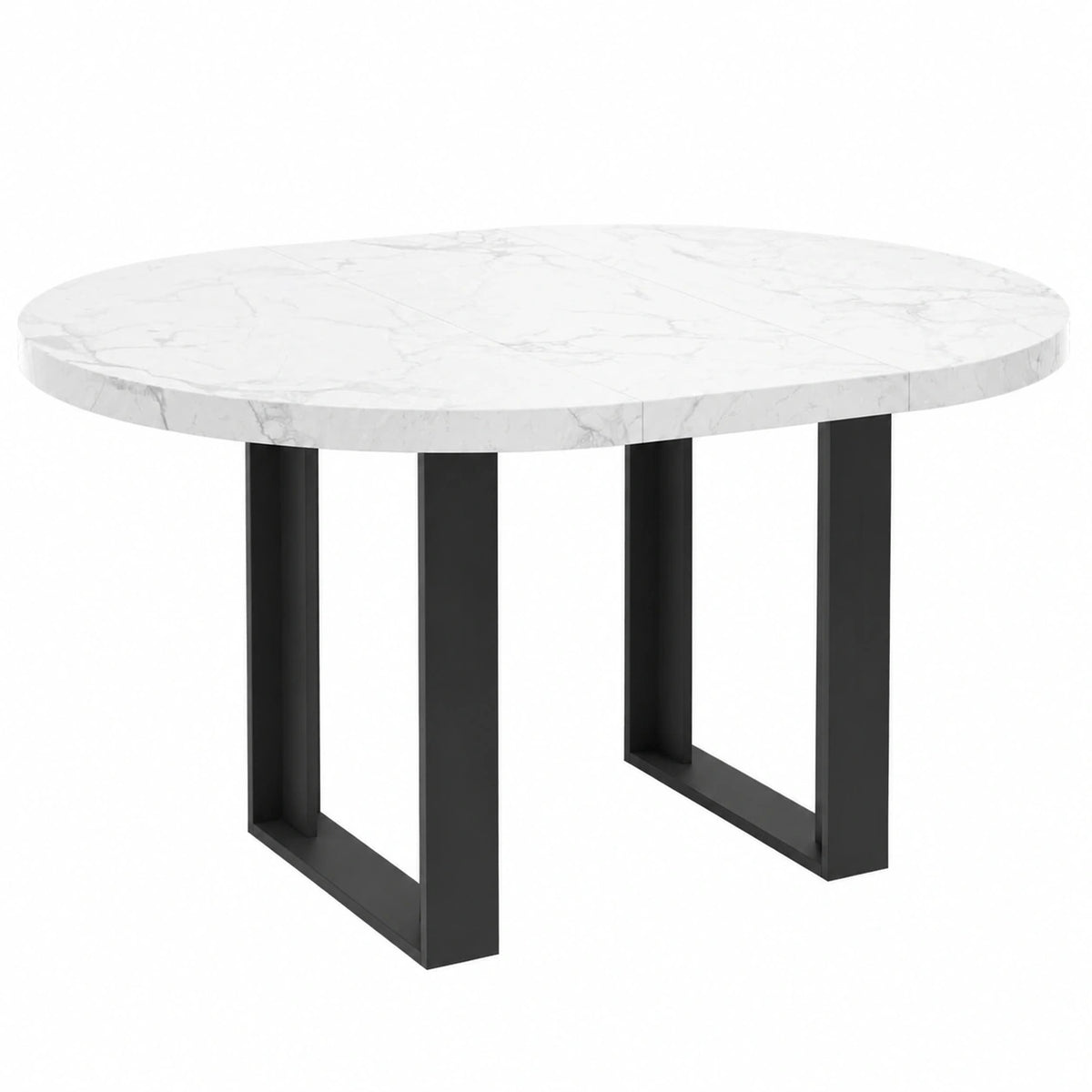 Mesa de Comedor Extensible Redonda Phoenix de Efecto Mármol Blanco para 4-6 Personas