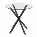 Mesa de Comedor Redonda Alix para 4 Personas con Base de Araña Negra y Cristal de 80 cm