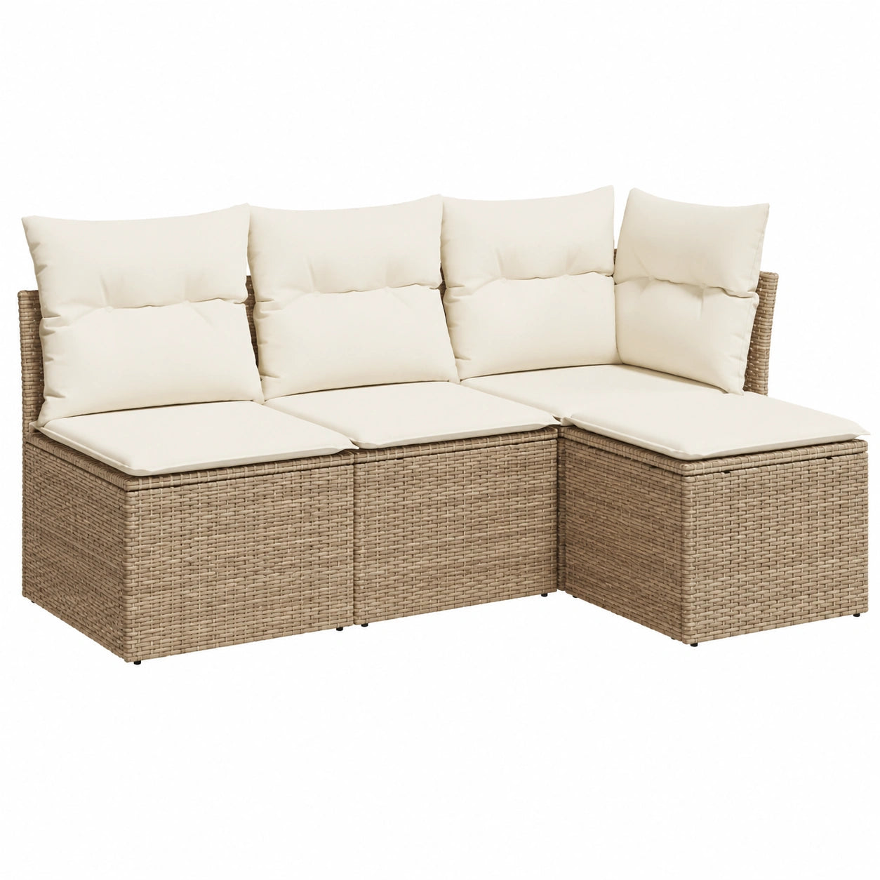 Conjunto de Sofás de Jardín con Cojines, 4 Piezas en Ratán Beige para Terraza y Balcón
