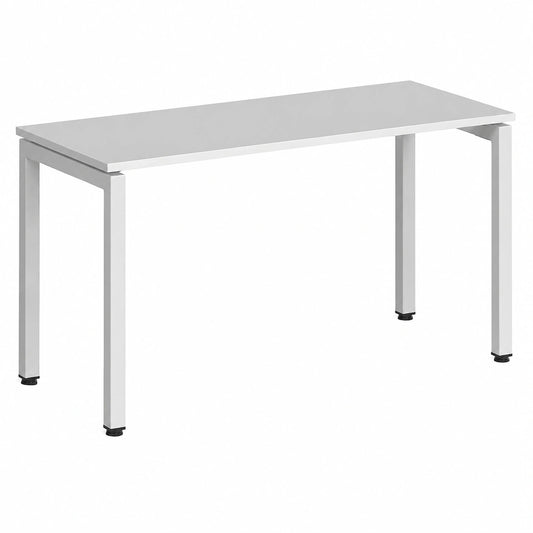 Escritorio Steelcase Ottima Portico de Altura Fija para Oficina en Casa, Superficie y Estructura de Metal en Blanco, Montaje Sencillo (140 x 60 cm)
