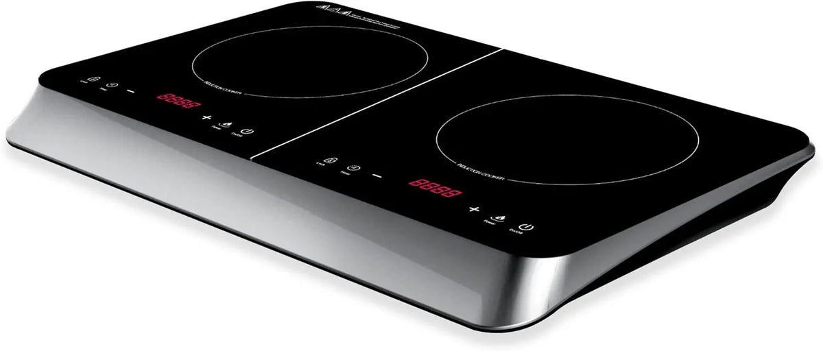 ARDES Hornillo Eléctrico con 2 Placas de inducción Potencia Diferenciada de 2000 y 1500 Watt Pantalla Digital Temperatura de hasta 240 Grados Placa