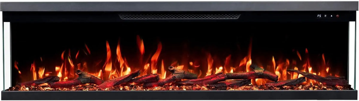 Unity 127, Chimenea eléctrica de 3 vías para pared y empotrada, 127 x 19 x 36 cm, chimenea LED con calefacción 900/1800 W