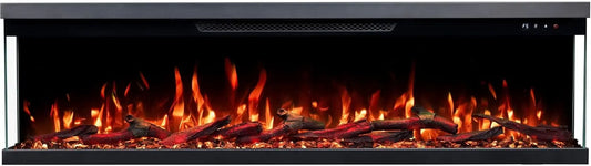 Unity 127, Chimenea eléctrica de 3 vías para pared y empotrada, 127 x 19 x 36 cm, chimenea LED con calefacción 900/1800 W