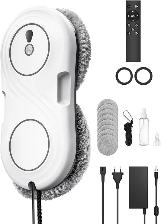 Robot Limpiacristales, Lavado de Ventanas con Doble Boquilla y Potencia de Succión de 7000 Pa, 3 Modos de Limpieza, WD12D