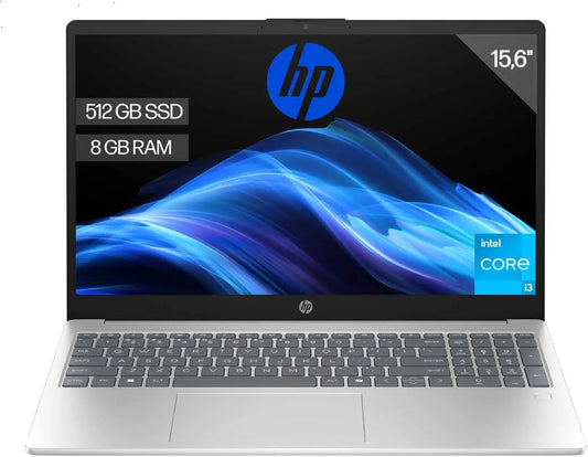 HP 15-fd0260ns, Ordenador portátil de 15.6' FHD (Intel Core i3-N305, 8GB RAM, 512GB SSD, Intel UHD Graphics, Sin Sistema Operativo) Plata