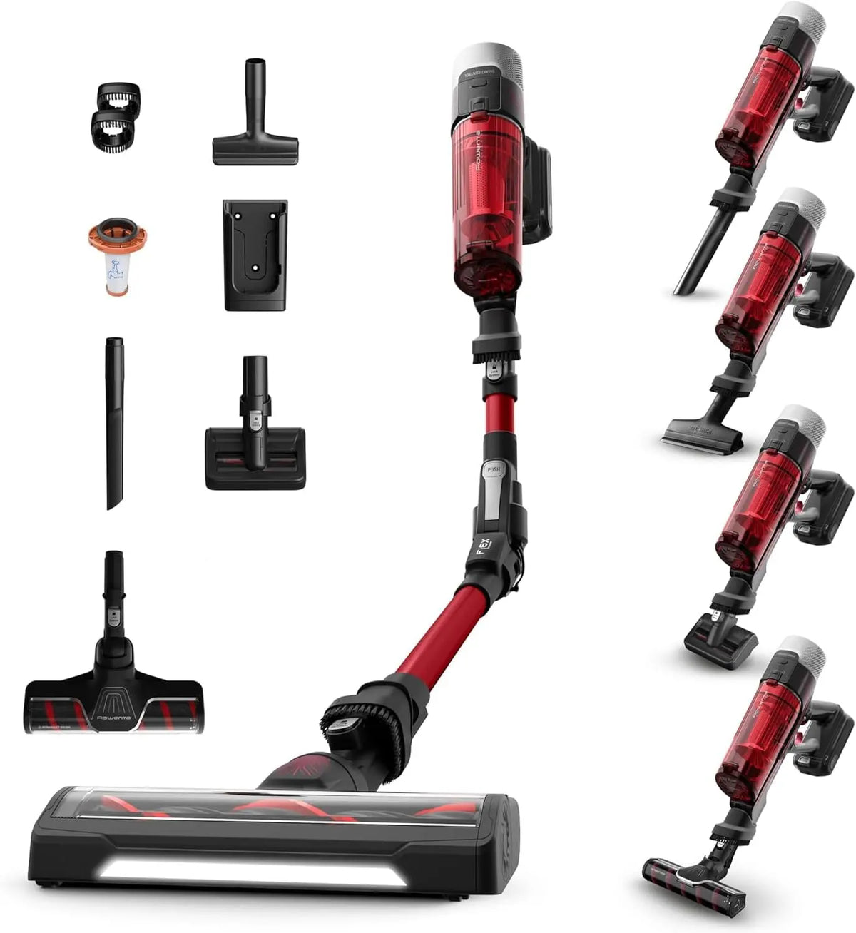 Rowenta X-Force Flex 9.60, aspiradora escoba sin cable, potencia de limpieza extrema, 100AW, conjunto Completo de Cepillos y Accesorios, RH2099WO