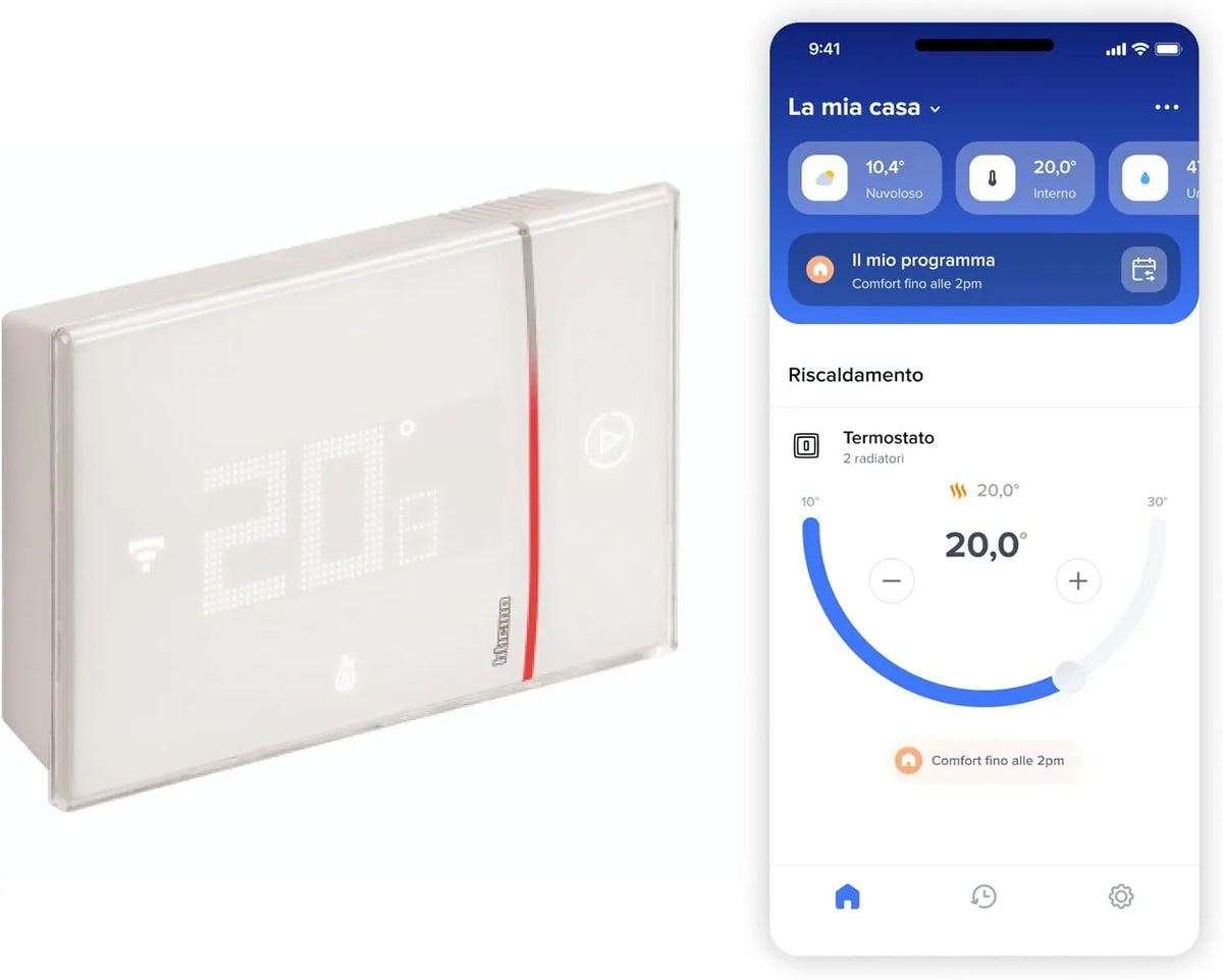 Bticino SXW8002W, Termostato inteligente WiFi Smarther2 con Netatmo, termostato caldera de pared, programable, Alexa y Google, visualización de la