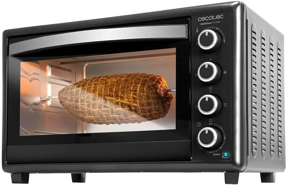 Cecotec Horno de sobremesa Bake&Toast 4600 negro Gyro, 46 L, 2000 W, 12 funciones combinables de calor, Incluye rustidor giratorio