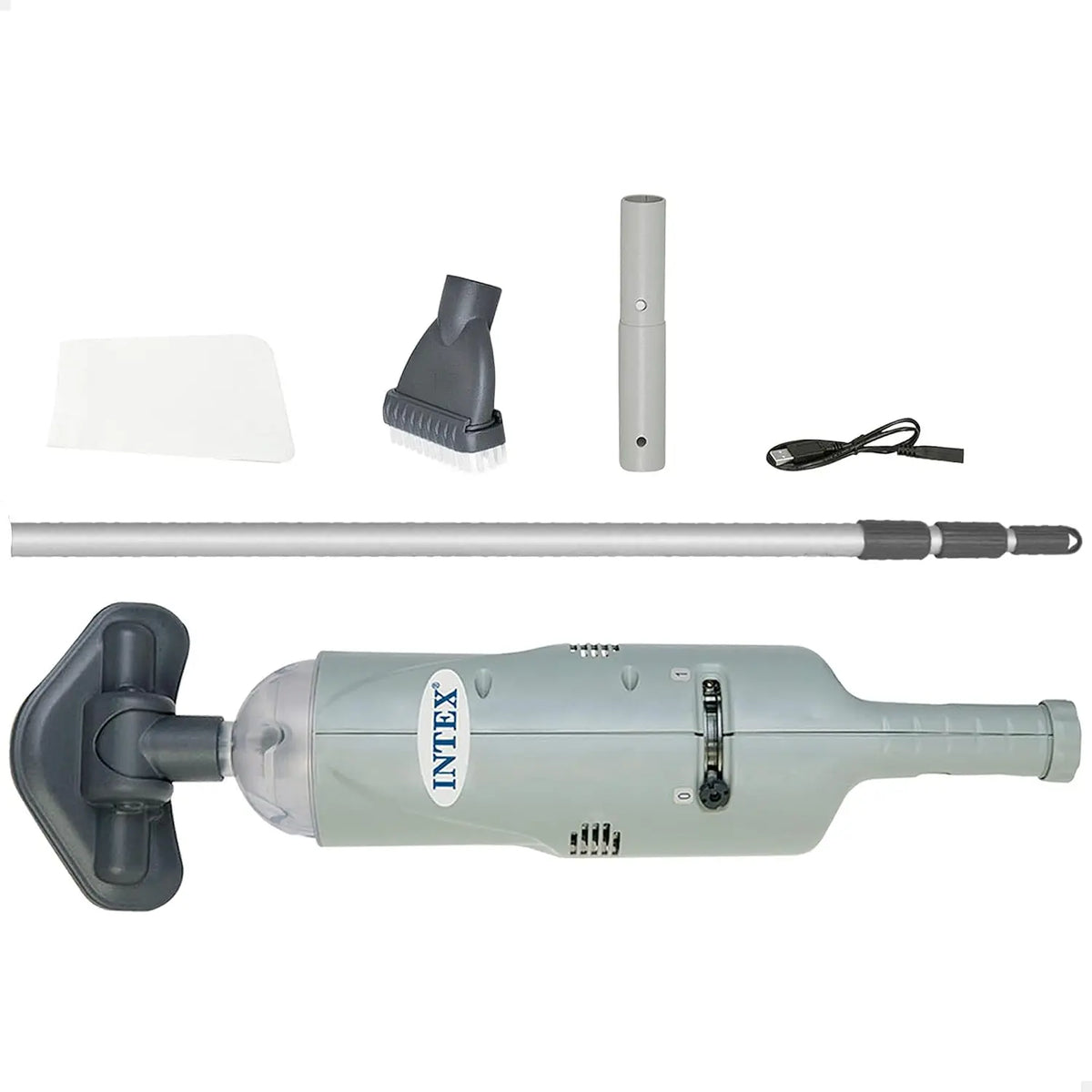 Intex 28620NP, limpiafondos manual, Aspirador piscina, Aspirador de fondo de piscinas, autonomía 50 minutos, 2 cepillos intercambiables, 39 cm