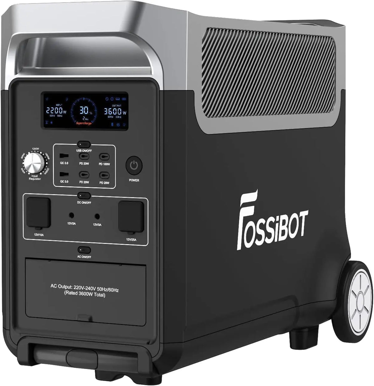 FOSSiBOT F3600 Pro Estacion de Energia Portatil, Batería LiFePO4 de 3840 WH, Ampliable hasta 11, 52 kwh, Salida de CA de 3600 W, Camping