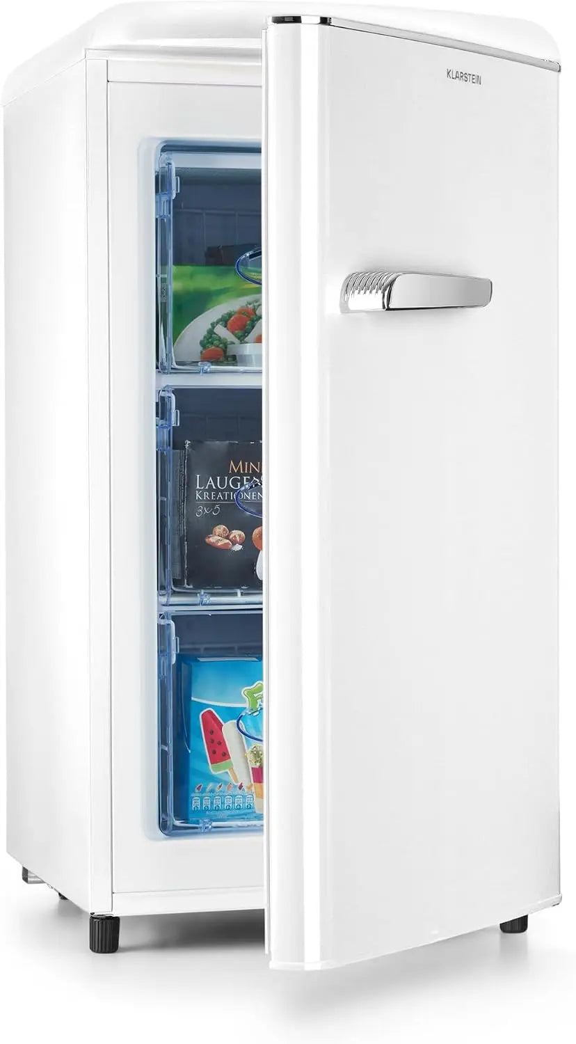 Klarstein Laika, Congelador, Termostato con 5 niveles, Temperaturas de 0 a -18 °C, 3 cajones extraíbles, CEE E, Capacidad de 60 L, Crema