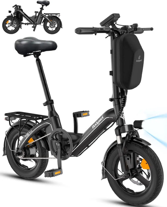Bodywel T16PRO Bicicleta Eléctrica Plegable, 14' Mini E-Bike, 4.5 Pulgadas Pantalla LED, Batería 36V/10Ah