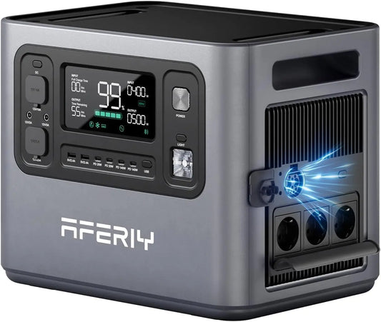 AFERIY 2800W Estacion De Energia Portatil, 2048 Wh Generador Electrico Solar, (Envío en 2 días) Extensible A 10240 Wh, Carga Rápida 1, 5 H