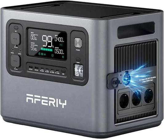 AFERIY 2800w Estación De Energía Portátil, 2048wh LiFePO4, Carga Rápida En 1 Hora, 13 Salidas, Onda Sinusoidal Pura 230V, Sai, Ampliable A 4096wh