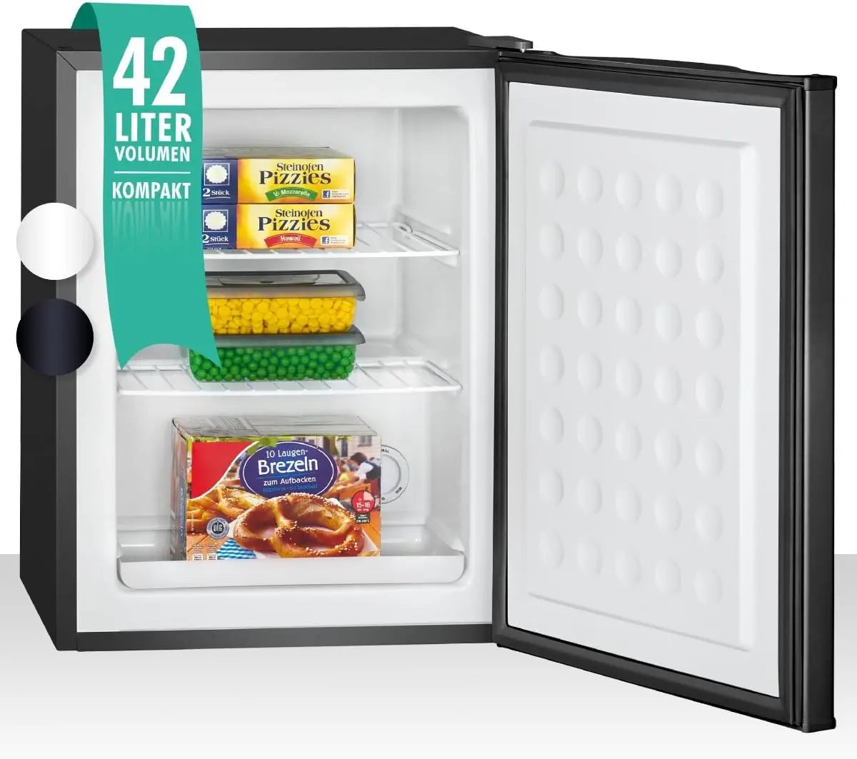 Bomann Congelador pequeño con 42L de capacidad, mini congelador con 2 estantes de alambre extraíbles, GB 7236 negro