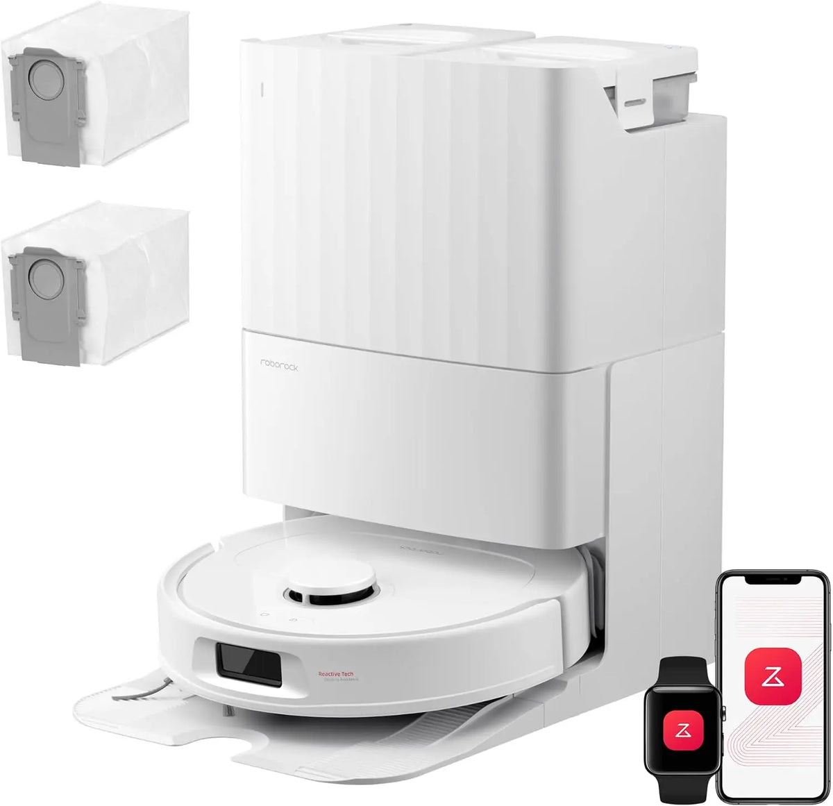 roborock Qrevo S Pro Set Robot Aspirador (Versión Mejorada del QV 35A) Succión de 18500 Pa, Base Todo en Uno, 2, 7L Bolsa para Polvo, Blanco