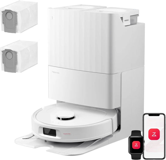 roborock Qrevo S Pro Set Robot Aspirador (Versión Mejorada del QV 35A) Succión de 18500 Pa, Base Todo en Uno, 2, 7L Bolsa para Polvo, Blanco