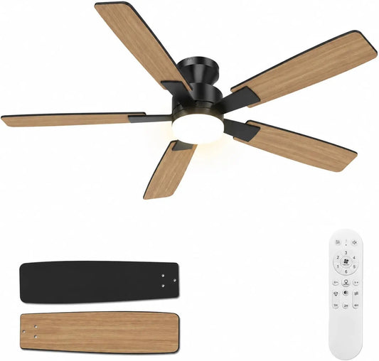 Airwit 132cm Gran Flujo de Aire Ventilador de Techo con Luz, Silencioso Ventilador Techo con Mando a Distancia, 6 Velocidades, Lampara LED Regulable