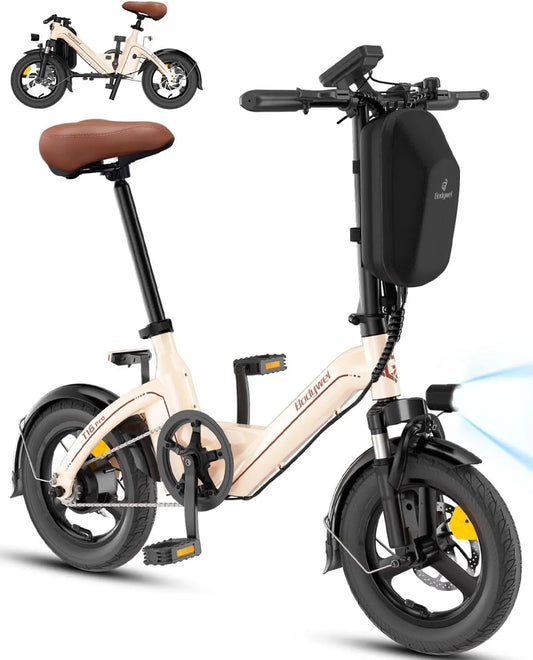 Bodywel T16PRO Bicicleta Eléctrica Plegable, 14' Mini E-Bike, 4.5 Pulgadas Pantalla LED, Batería 36V/10Ah