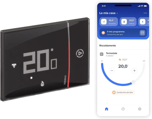 BTicino SXG8002, Termostato Inteligente WiFi Smarther2 con Netatmo, termostato de Caldera empotrable, programable, Alexa y Google, visualización
