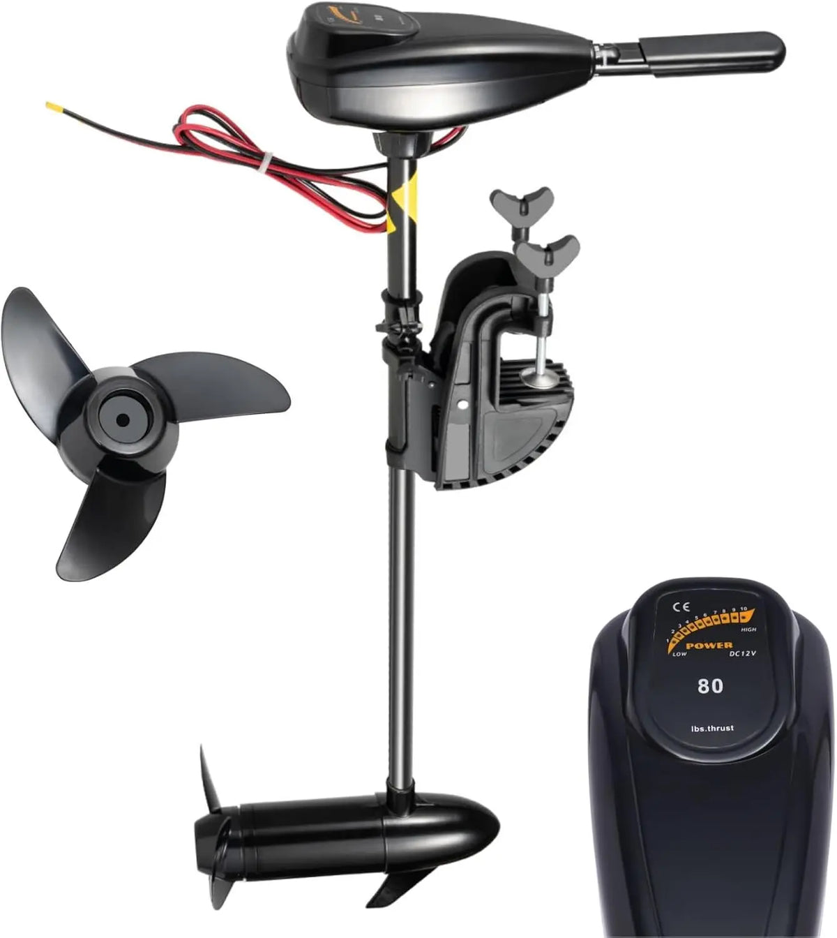 Motor eléctrico 80LBS de 12 V, motor fueraborda, 800 W, con 1850 kg de fuerza de tracción, 5 marchas hacia adelante y 3 marchas atrás