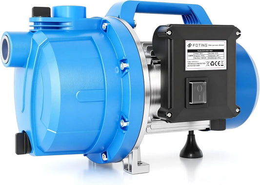 FOTING Bomba de jardín, Bomba eléctrica de agua para riego (1100 W, 230 V/50 Hz, caudal máx. 7200 l/h, presión 4, 5 bar, altura máx. 50 m