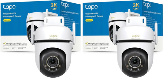 Tapo C530WS, Cámara Seguridad Exterior 360° 3K 5MP, Visión Nocturna Color, Resistencia IP66, Alarma Sonora/Luz, Detección AI