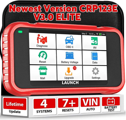 LAUNCH CRP123E V3.0 OBD2 Diagnosis Coche con Sistema de Motor ABS SRS Transmisión y 7 Funciones de Reinicio