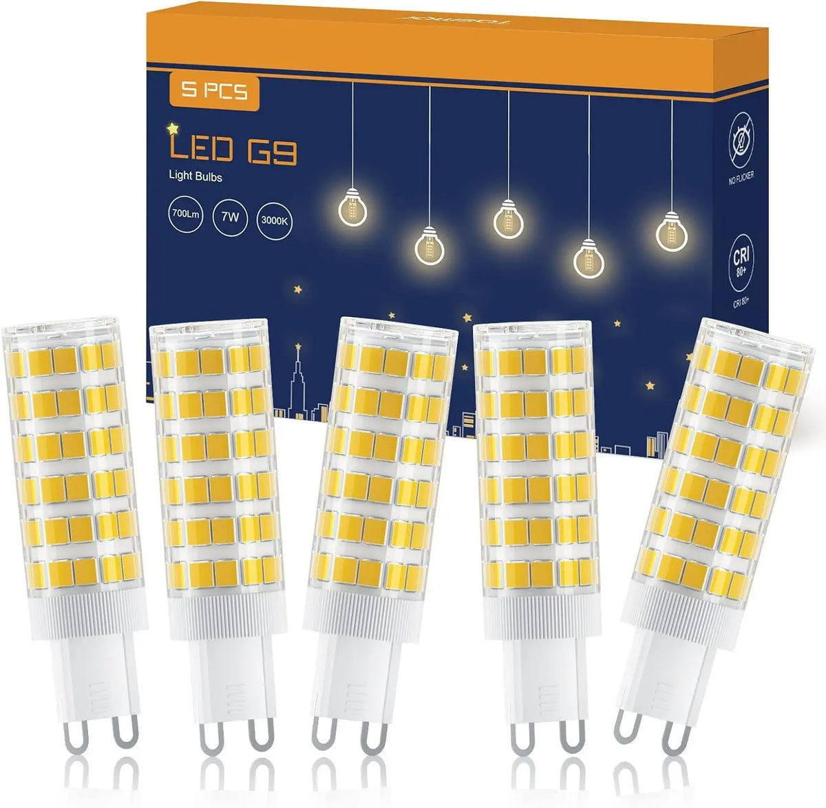 TASMOR Bombilla LED G9 7W, G9 LED Blanco Cálido 3000K