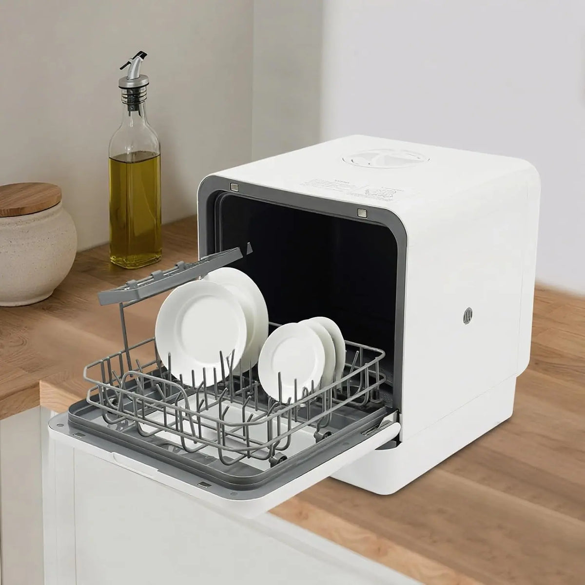 Lavavajillas de sobremesa de bajo consumo con 4 programas y secado con aire caliente, Lavavajillas compacto de 6 l para 1-2 personas, WG y caravanas