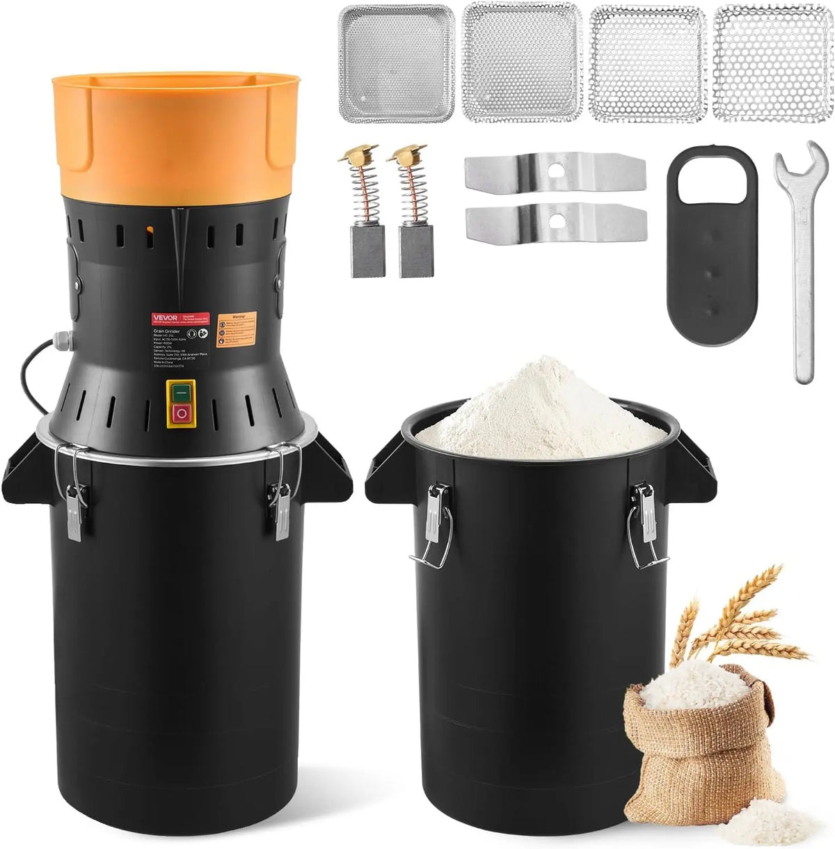 VEVOR Molinillo Eléctrico de Especias 600 W, Molinillo de Cereales de Alta Velocidad 15.000 rpm, Especias, Cereales, Granos de Café, Pimienta