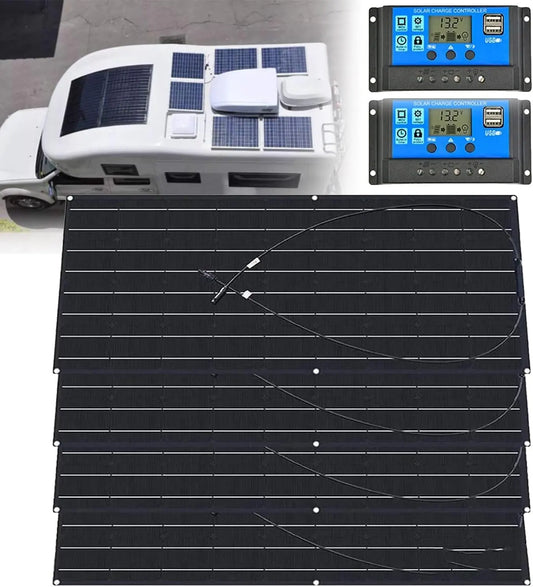 Placa Solar Flexible 400W 600W 800W 1200W Panel Solar Monocristalino Fotovoltaico Impermeable para Autocaravana Caravana Barcos Techos Casa Remolque