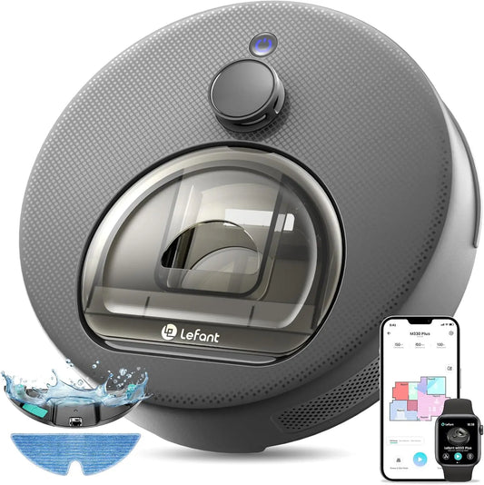Lefant M330 Plus Robot Aspirador y Fregasuelos 3 en 1, 5000 Pa de Potencia, Navegación dToF, 150 min de Autonomía, Anti-enredos para Mascotas, Gris