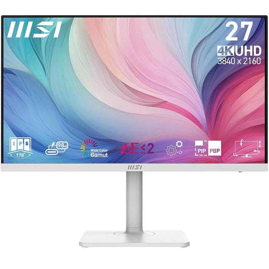 MSI Modern MD272UPHW monitor Profesional UHD de 27', Panel IPS de 3840 x 2160, 60 Hz, Montaje VESA, Ajustable en 4 direcciones, HDMI 2.0b, Tipo-C